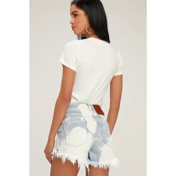 One Teaspoon Womens Bonita Cutoff Shorts Size 25 Bleached Light Wash High Waist - Picture 2 of 11